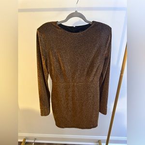 Kittenish NWT Bronze Sparkly Long Sleeve Dress